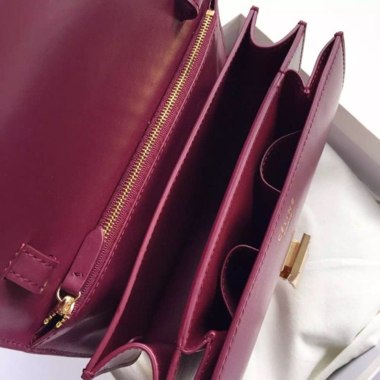 Replica Celine Medium Classic Box Bag In Bordeaux Box Calfskin