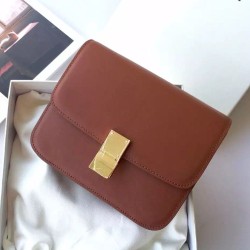 Replica Celine Medium Classic Box Bag In Brown Box Calfskin