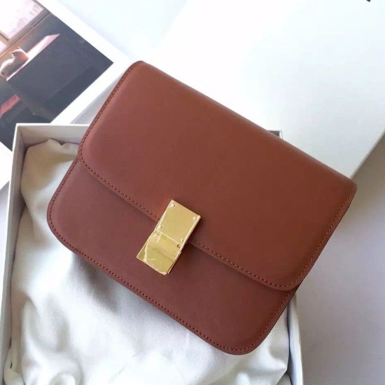 Replica Celine Medium Classic Box Bag In Brown Box Calfskin