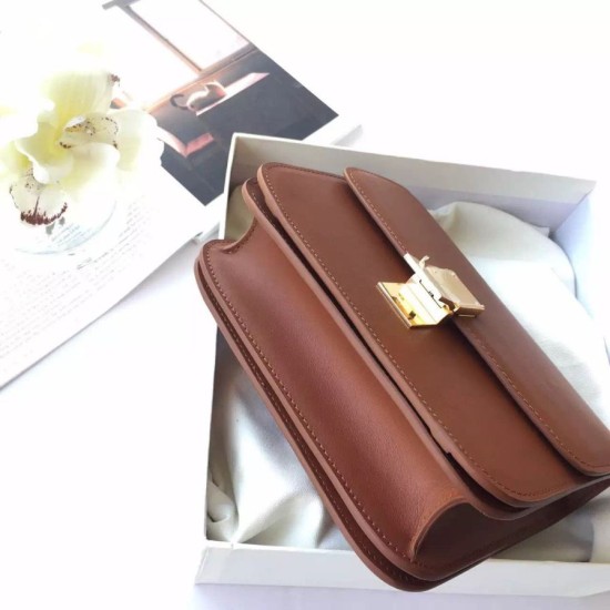 Replica Celine Medium Classic Box Bag In Brown Box Calfskin