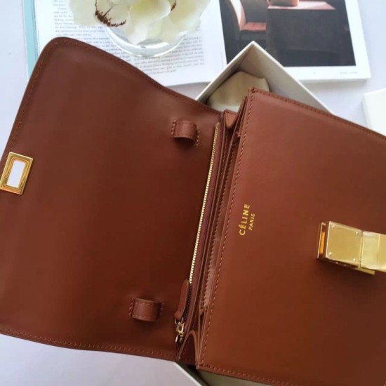 Replica Celine Medium Classic Box Bag In Brown Box Calfskin