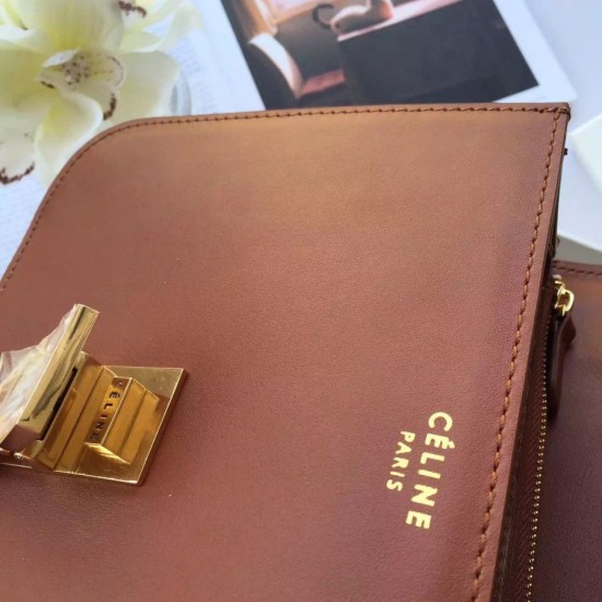 Replica Celine Medium Classic Box Bag In Brown Box Calfskin
