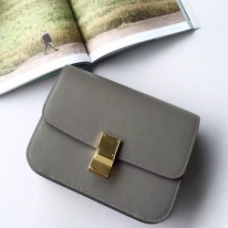 Fake Celine Medium Classic Box Bag In Grey Box Calfskin Replica
