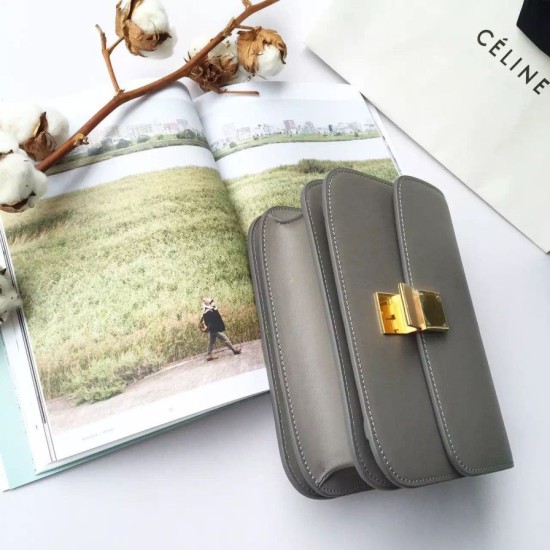 Fake Celine Medium Classic Box Bag In Grey Box Calfskin Replica