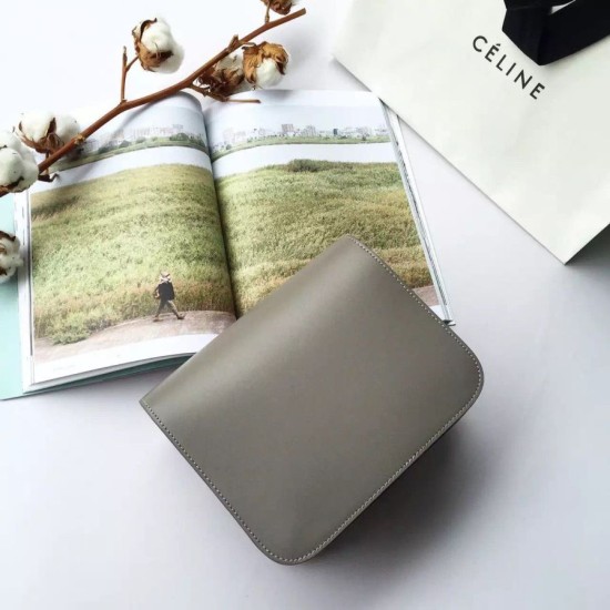Fake Celine Medium Classic Box Bag In Grey Box Calfskin Replica