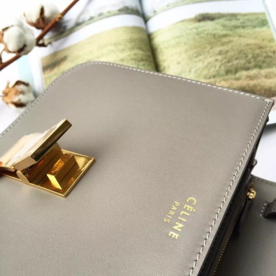 Fake Celine Medium Classic Box Bag In Grey Box Calfskin Replica