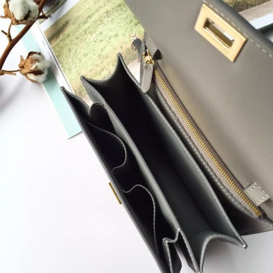 Fake Celine Medium Classic Box Bag In Grey Box Calfskin Replica