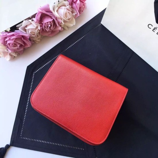 Replica Celine Medium Classic Box Bag In Red Goatskin