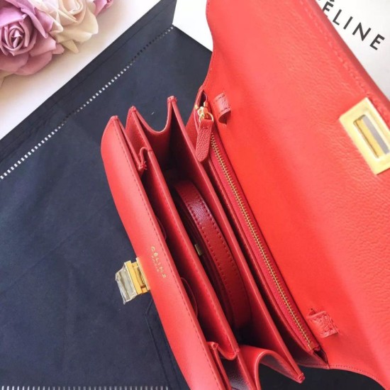 Replica Celine Medium Classic Box Bag In Red Goatskin