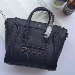 Replica Celine Nano Luggage Bag In Black Calfskin