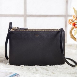 Replica Celine Small Trio Crossbody Bag In Black Calfskin