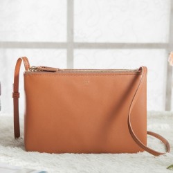 Replica Celine Small Trio Crossbody Bag In Brown Calfskin