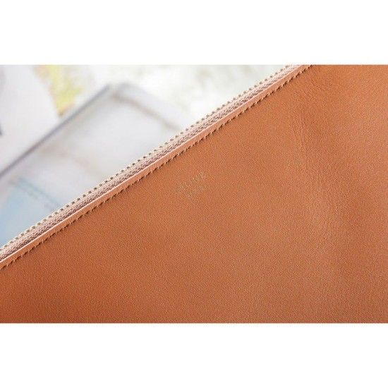 Replica Celine Small Trio Crossbody Bag In Brown Calfskin
