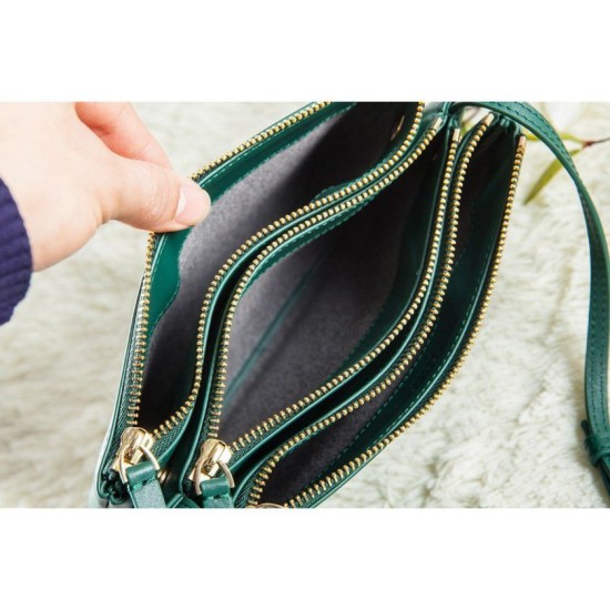Replica Celine Small Trio Crossbody Bag In Green Calfskin