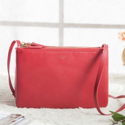 Fake Celine Small Trio Crossbody Bag In Red Calfskin Replica
