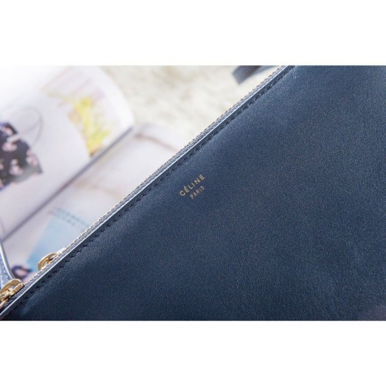 Replica Celine Small Trio Crossbody Bag In Royalblue Calfskin