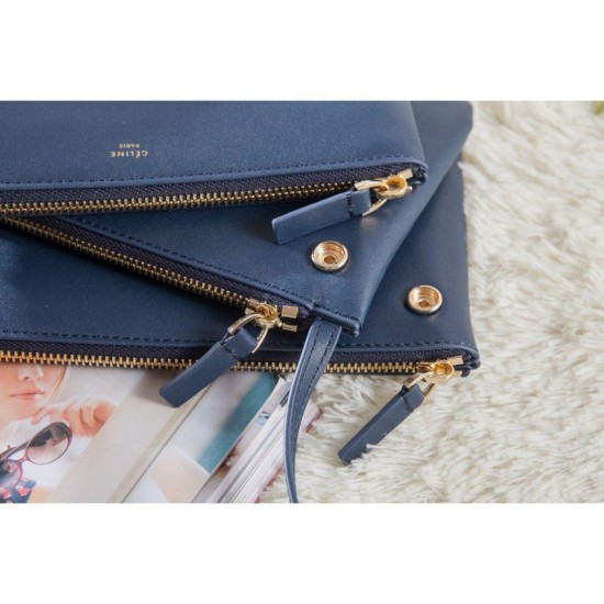 Replica Celine Small Trio Crossbody Bag In Royalblue Calfskin