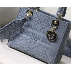 Replica Christian Dior Medium Lady D-Lite Embroidered Cannage Bag Blue Fake Christian Dior Medium Lady D-Lite Embroidered Cannage Bag Blue Replica