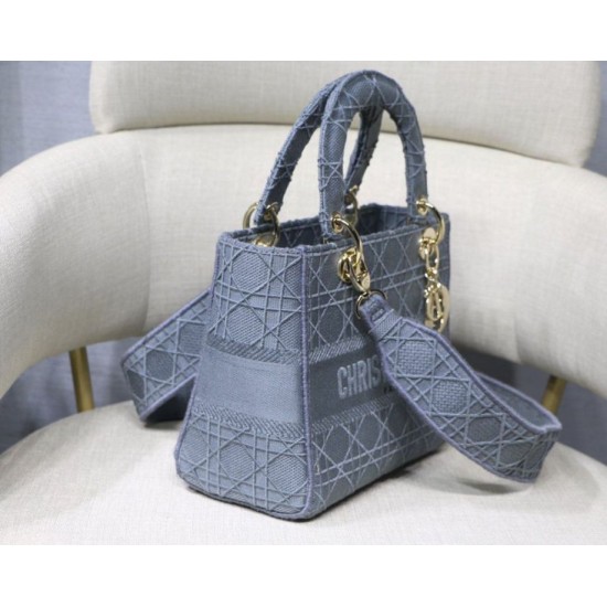 Replica Christian Dior Medium Lady D-Lite Embroidered Cannage Bag Blue Fake Christian Dior Medium Lady D-Lite Embroidered Cannage Bag Blue Replica