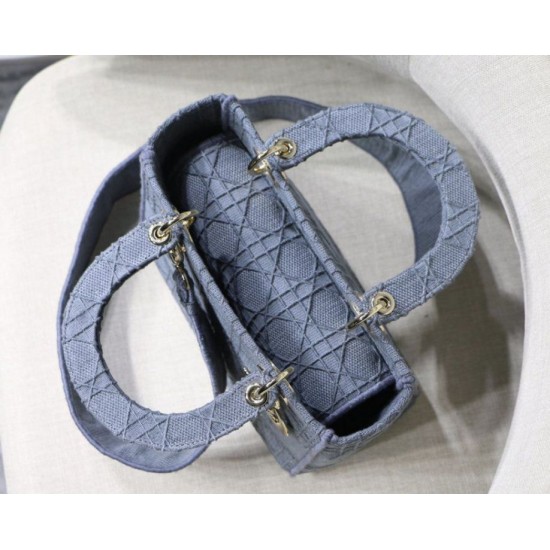 Replica Christian Dior Medium Lady D-Lite Embroidered Cannage Bag Blue Fake Christian Dior Medium Lady D-Lite Embroidered Cannage Bag Blue Replica