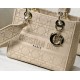Fake Christian Dior Medium Lady D-Lite Embroidered Cannage Bag Apricot Replica