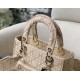 Fake Christian Dior Medium Lady D-Lite Embroidered Cannage Bag Apricot Replica