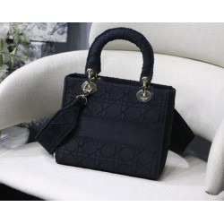 Fake Christian Dior Medium Lady D-Lite Embroidered Cannage Bag Black Replica Fake Christian Dior Medium Lady D-Lite Embroidered Cannage Bag Black Replica