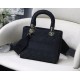 Fake Christian Dior Medium Lady D-Lite Embroidered Cannage Bag Black Replica Fake Christian Dior Medium Lady D-Lite Embroidered Cannage Bag Black Replica