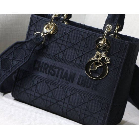 Fake Christian Dior Medium Lady D-Lite Embroidered Cannage Bag Black Replica Fake Christian Dior Medium Lady D-Lite Embroidered Cannage Bag Black Replica