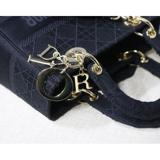 Fake Christian Dior Medium Lady D-Lite Embroidered Cannage Bag Black Replica Fake Christian Dior Medium Lady D-Lite Embroidered Cannage Bag Black Replica