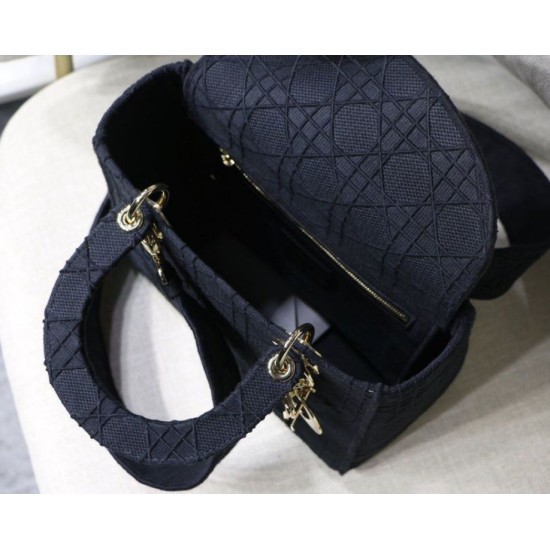 Fake Christian Dior Medium Lady D-Lite Embroidered Cannage Bag Black Replica Fake Christian Dior Medium Lady D-Lite Embroidered Cannage Bag Black Replica