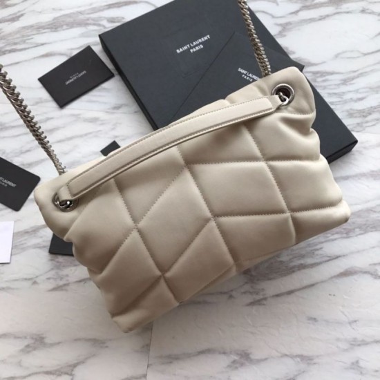 Fake YSL Saint Laurent Loulou Puffer Small Bag White Replica
