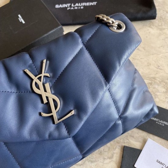 Fake YSL Saint Laurent Loulou Puffer Small Bag Blue Replica