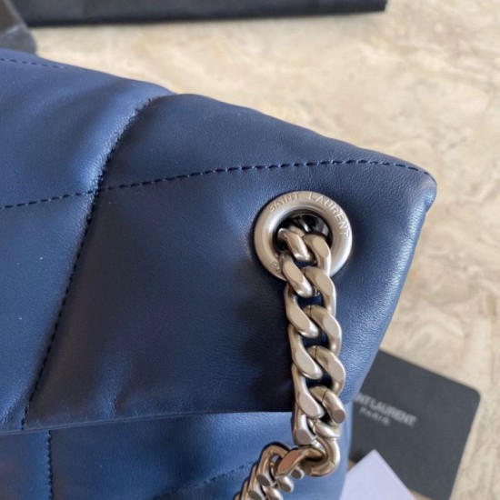 Fake YSL Saint Laurent Loulou Puffer Small Bag Blue Replica