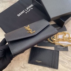 Replica YSL Saint Laurent Uptown Chain Wallet Black