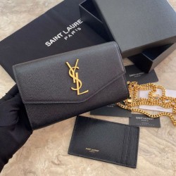 Replica YSL Saint Laurent Uptown Chain Wallet Black