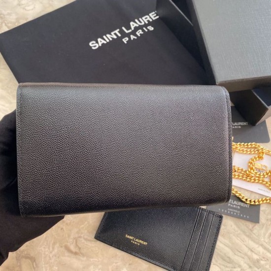 Replica YSL Saint Laurent Uptown Chain Wallet Black