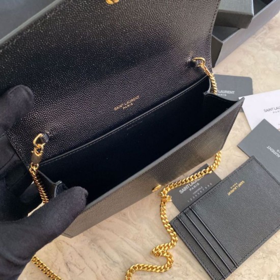 Replica YSL Saint Laurent Uptown Chain Wallet Black