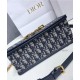 Fake Christian Dior 30 Montaigne Bag with Chain Dark Blue Replica