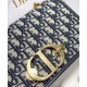 Fake Christian Dior 30 Montaigne Bag with Chain Dark Blue Replica