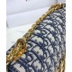 Fake Christian Dior 30 Montaigne Bag with Chain Dark Blue Replica
