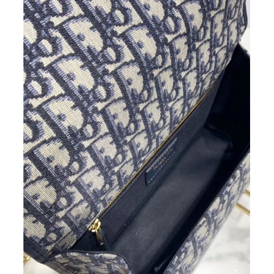 Fake Christian Dior 30 Montaigne Bag with Chain Dark Blue Replica