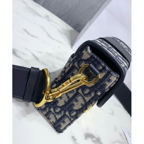 Replica Christian Dior 30 Montaigne Jacquard Canvas Box Bag Dark Blue