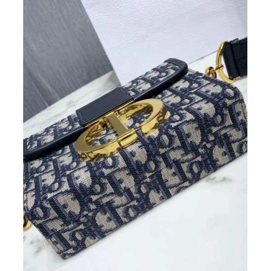 Replica Christian Dior 30 Montaigne Jacquard Canvas Box Bag Dark Blue
