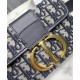 Replica Christian Dior 30 Montaigne Jacquard Canvas Box Bag Dark Blue