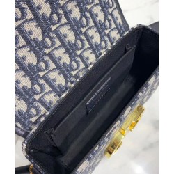 Replica Christian Dior 30 Montaigne Jacquard Canvas Box Bag Dark Blue