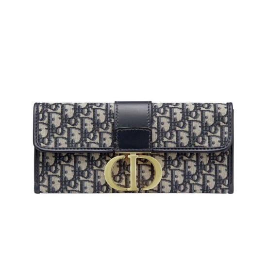 Replica Christian Dior 30 Montaigne Jacquard Canvas Clutch Bag Dark Blue