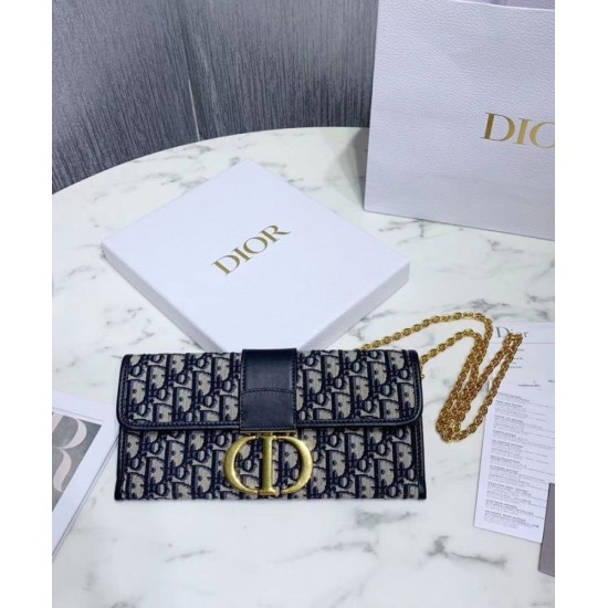 Replica Christian Dior 30 Montaigne Jacquard Canvas Clutch Bag Dark Blue