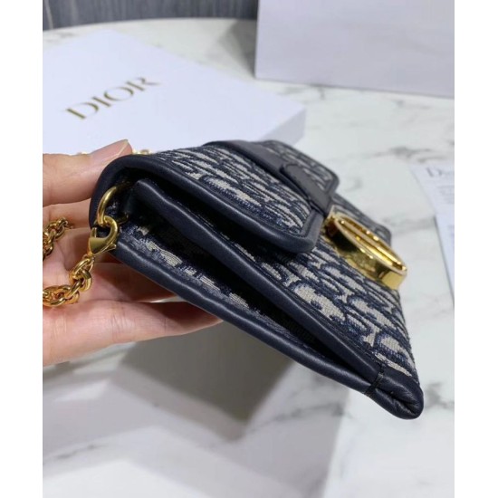 Replica Christian Dior 30 Montaigne Jacquard Canvas Clutch Bag Dark Blue