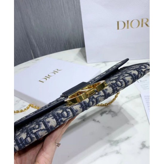 Replica Christian Dior 30 Montaigne Jacquard Canvas Clutch Bag Dark Blue